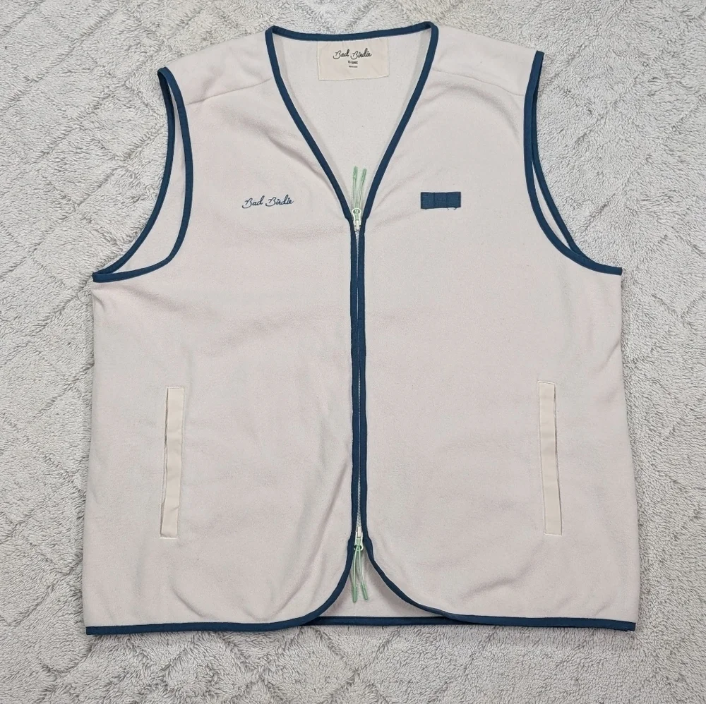 Bad Birdie Vest Jacket XXL White Silver Birch Bel Air Fleece Zip Up Golf
